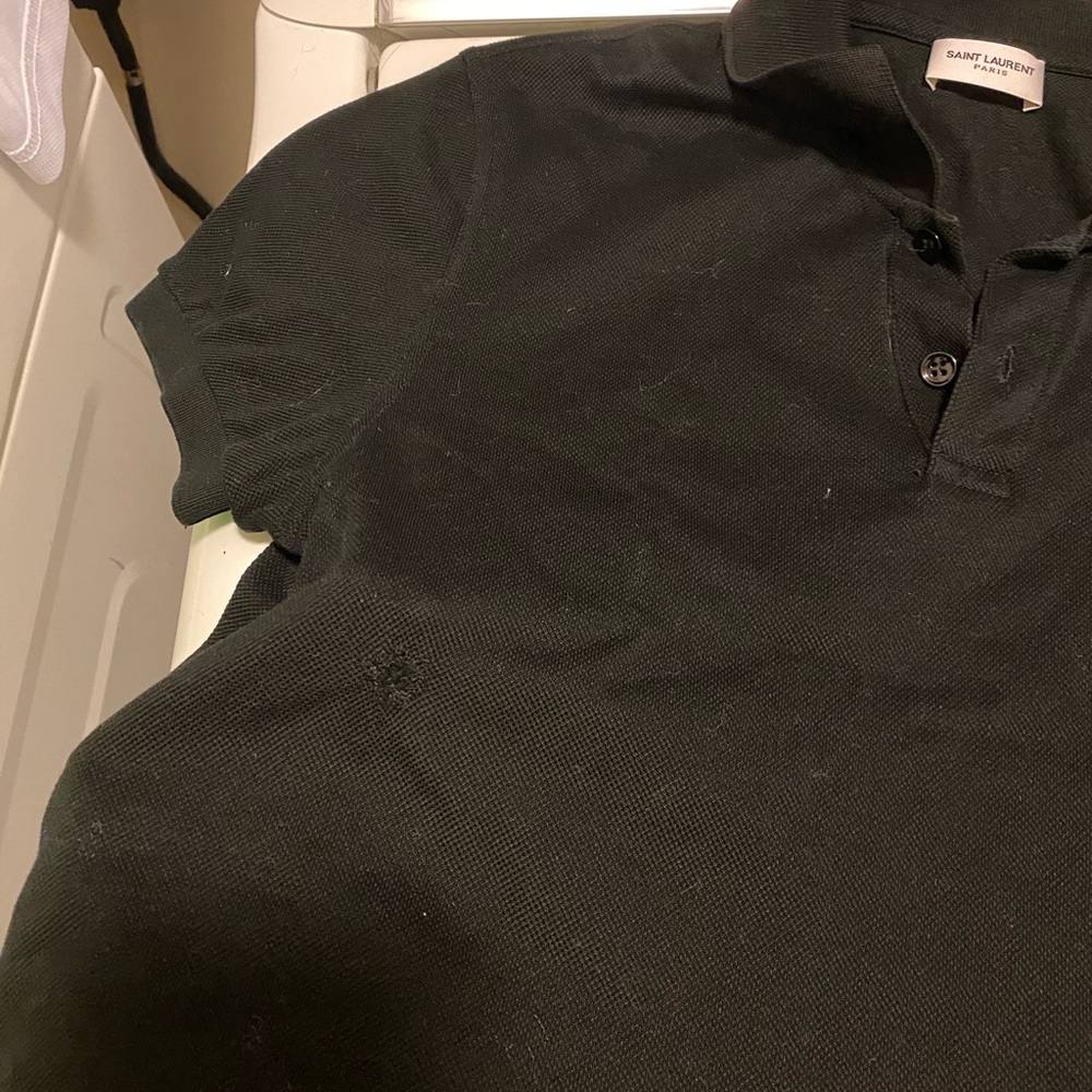 yves saint laurent paris yeah baby polo shirt blac - Picture 2 of 4